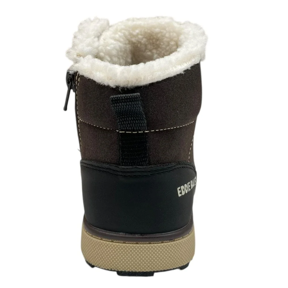 Eddie Bauer Little Boys Faux-Shearling Lined Ankle Boots Size 13 Brown-Tan-Black